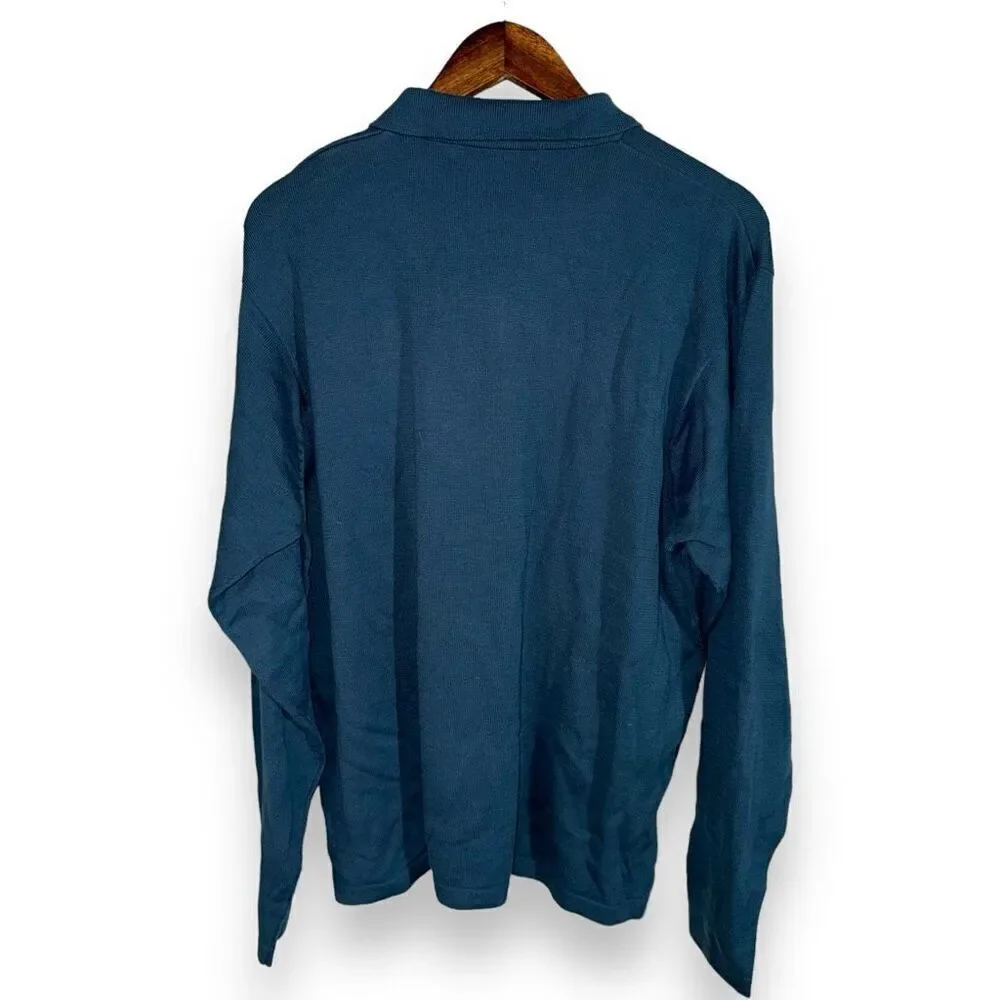 Brandini Teal Blue Knit Polo Collar Sweater Size XL - Picture 9 of 9